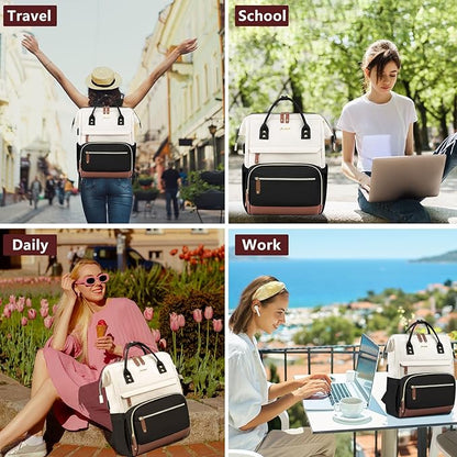 Focdod Laptop Backpack for Women Work: Travel Backpack for Teacher Nurse 15.6 inch Laptop Bag Large Capacity BackPack Purse College Bookbag Computer Back pack Casual Daypack for Business
