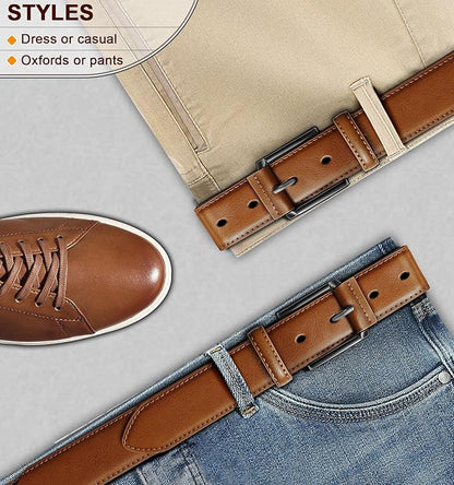 KEMISANT Men Belt-Genuine Leather Belt for Men Dress Casual Golf Jeans 1 3/8"