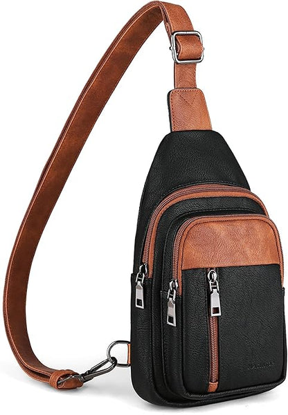 MASINTOR Sling Bag for Women - Crossbody Bags Fanny Pack with Vegan Leather - Adjustable Sling Backack for Travel