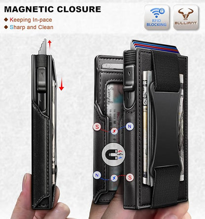 BULLIANT Men Wallet Gift Boxed,Slim Front Pocket Wallet Money Clip Card Holder 3.8"x2.7",Pop-up Access