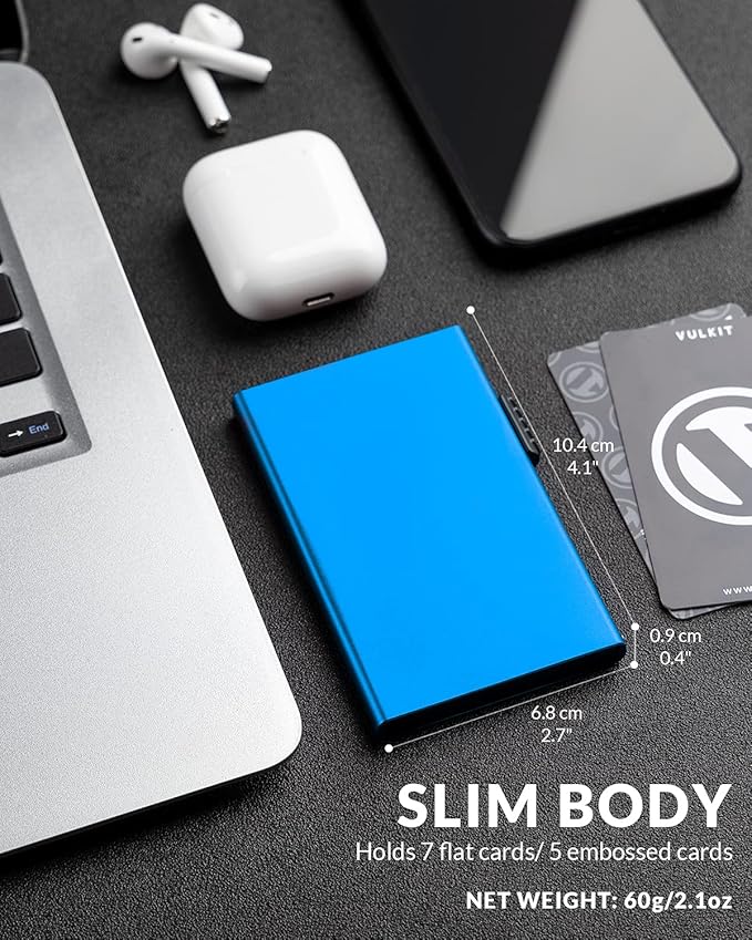 VULKIT Minimalist Credit Card Holder Pop Up Cards RFID Protection Slim Metal Wallet