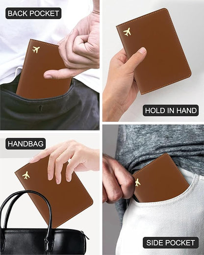 PU Leather Passport Holder Covers Case, Waterproof Rfid Blocking Travel Wallet Passport Holder(Espresso Brown)
