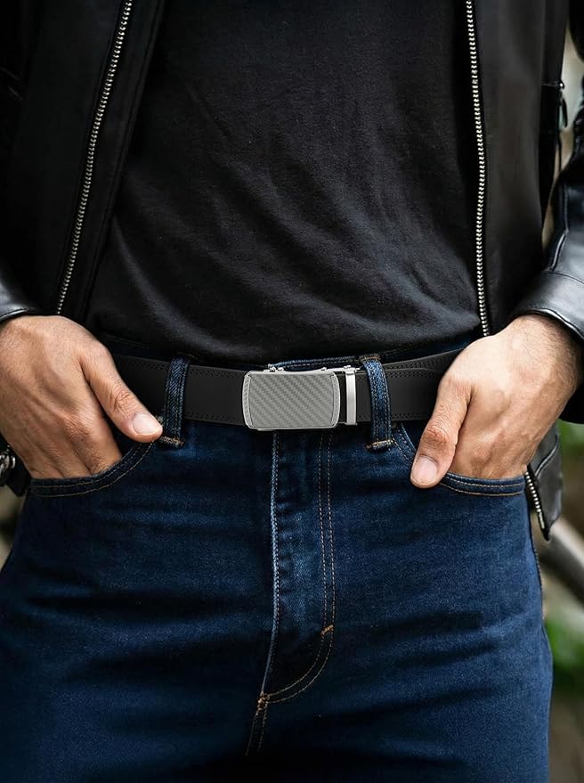 CHAOREN Mens Belt Leather Ratchet Belt - Customizable Fit, Effortless Style (35mm)