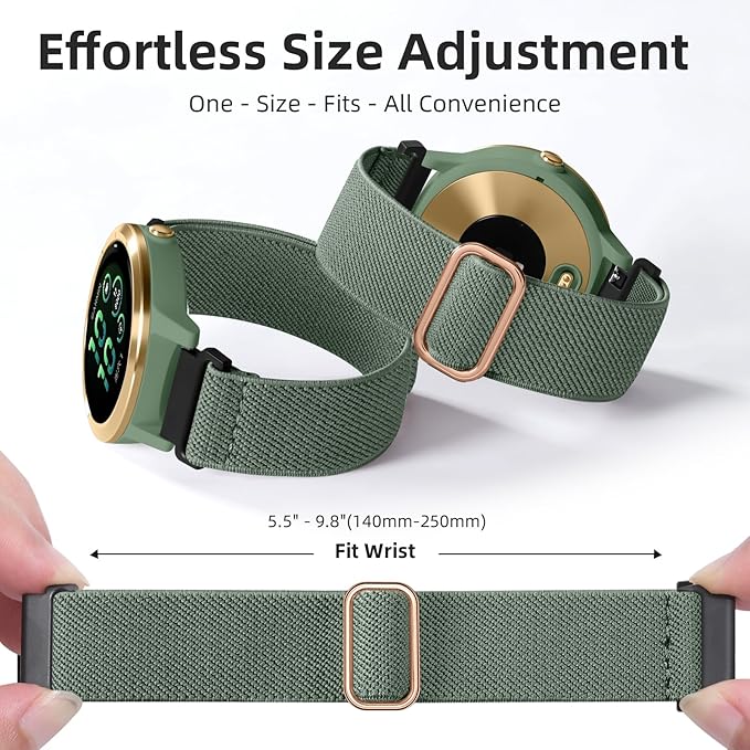 GEAK 20mm Quick Release Replacement Wristband Compatible with Garmin Vivoactive 6 / Vivoactive 3 /Vivoactive 5 Watch Band, Adjustable Stretchy Nylon Solo Loop Elastic Straps for Venu/Venu Sq Men Women