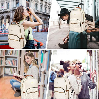 MATEIN Backpack for High School Girls, Large Capacity 17 Inch Laptop Backpack with Multiple Pockets, Water Resistant College Work Bag, Lightweight Daypack for Travel, Beige