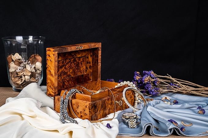 Hand Carved Wooden Multipurpose Keepsake Jewelry Decorative Art Box Storage Organizer (Large wood Box,Antique) (Large With Lock 2)