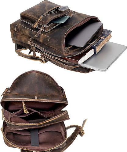 Vintage Leather Backpack For Men 16" Laptop Bag Large Capacity Business Travel Hiking Shoulder Daypacks Business Office Brown (Laptop Backpack 1)