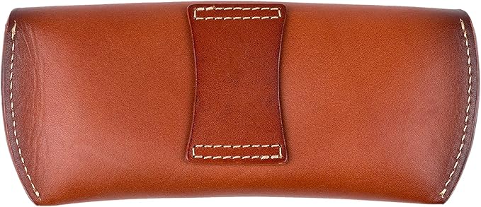 ZLYC Unisex Semi Hard Genuine Leather Eyeglass Case With Belt Loop for Prescription Eyeglasses & Standard Sized Sunglasses