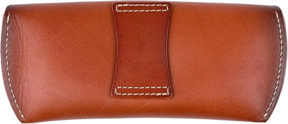 ZLYC Unisex Semi Hard Genuine Leather Eyeglass Case With Belt Loop for Prescription Eyeglasses & Standard Sized Sunglasses