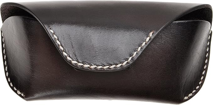 ZLYC Unisex Semi Hard Genuine Leather Eyeglass Case With Belt Loop for Prescription Eyeglasses & Standard Sized Sunglasses
