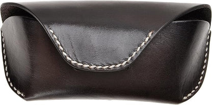 ZLYC Unisex Semi Hard Genuine Leather Eyeglass Case With Belt Loop for Prescription Eyeglasses & Standard Sized Sunglasses