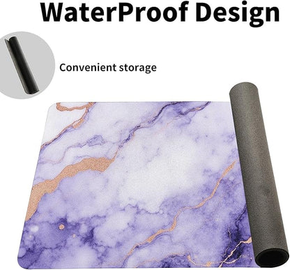 Modern Purple Marble Desk Mat, Luxurious PU Leather Desk Pad - Large Non-Slip Office Mat for a Stylish Gaming & Home Workspace, Aesthetic Desk Decor （27.56 * 13.78in）