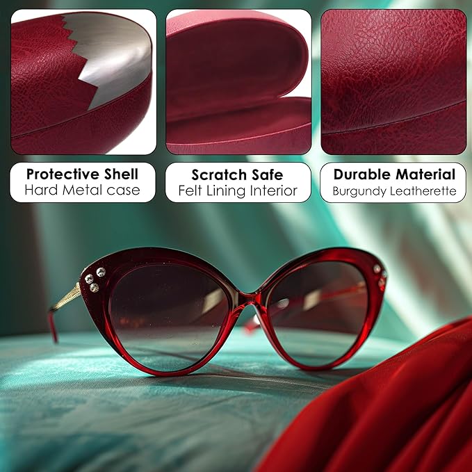MyEyeglassCase® Large Hard Sunglasses Case | fits Large curved Sunglasses, with microfiber bag and cleaning cloth