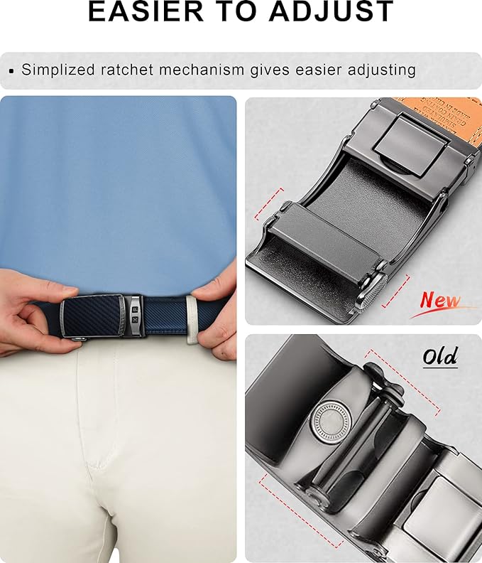 KEMISANT Belt Men, Sliding Ratchet Belt Genuine Leather For Gift Mens Dress Pants Oxfords,Size Adjustable