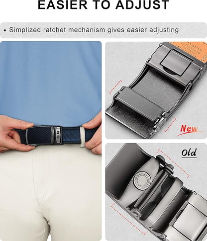 KEMISANT Belt Men, Sliding Ratchet Belt Genuine Leather For Gift Mens Dress Pants Oxfords,Size Adjustable