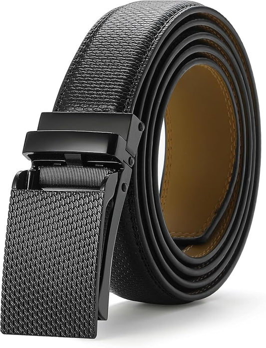 Men's Belt, Leather Ratchet Belt For Men's Dress 3.0cm,1 1/8" Size Adjusted Automatic Buckle