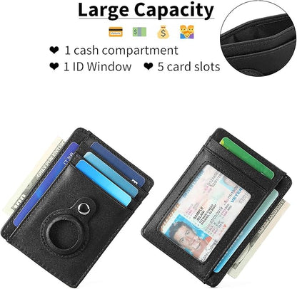 Slim Minimalist Wallet PU Genuine Leather Carbon Fiber RFID Blocking Front Pocket Wallet for Men Women Lightweight Credit Card Holder
