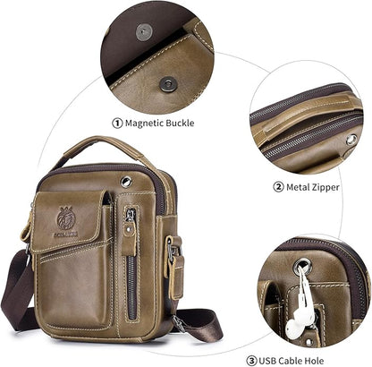 Leather Shoulder Bag for Men Small Mens Crossbody Bag Purses Handbags | Small, Genuine Leather, Crossbody, Men Purse, Casual, Daypack