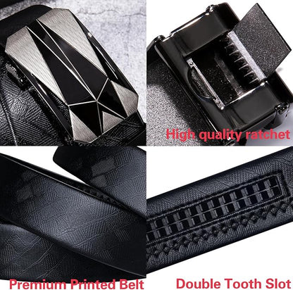 Dubulle Designer Ratchet Belt for Men Leather Fashion Adjustable Automatic Buckle Sliding Removable Dress Casual