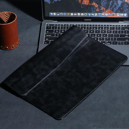 13 Inch Leather Laptop Sleeve Compatible with MacBook Neo 13" 2026 & MacBook Air/Pro 13" (M5/M4/M3/M2/M1, 2025-2018), Magnetic Buckle Closure Protective Case Cover,Black