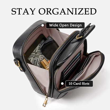 Small Messenger Bag Vegan Leather Crossbody Bag for Women Men, Vintage Cross Body Shoulder Purse with Card Slots