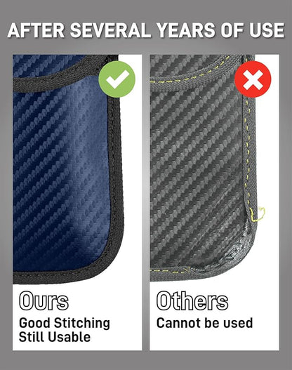 Upgraded Faraday Bag for Key Fob (2 Pack), Premium Faraday Key Fob Protector– Car RFID Signal Blocking, Car Security Protection, Anti-Theft Pouch, Anti-Hacking Case Blocker Blue