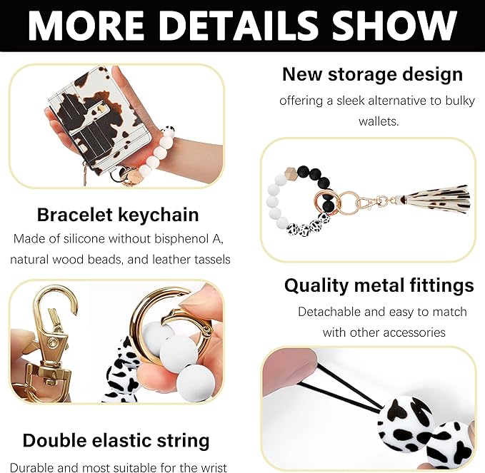 KNGITRYI Wallet Keychain Wristlet for Women,Slim RFID Credit Card Holder Purse Tassel Keychain Bangle Key Ring for Men Women