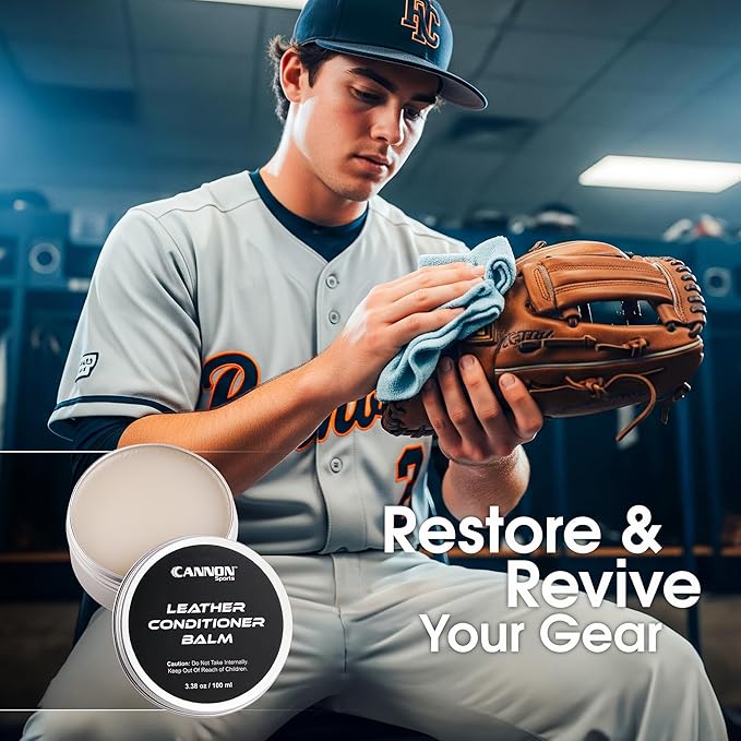 Cannon Sports Leather Conditioner | Baseball Glove Conditioner | Football Leather Care | Softens, Protects & Restores All Leather Sports Gear | Prevents Cracking & Drying