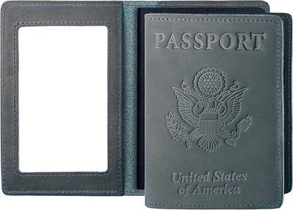 Passport Wallets and Vaccine Card Holder Combo,RFID Blocking Genuine Leather Passport Holder Cover Case with CDC Vaccination Card Slot, Leather Travel Documents Organizer Protector for Women