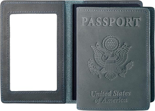 Passport Wallets and Vaccine Card Holder Combo,RFID Blocking Genuine Leather Passport Holder Cover Case with CDC Vaccination Card Slot, Leather Travel Documents Organizer Protector for Women