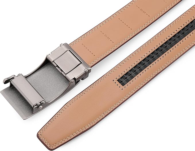 Lingli Men's Belt,Ratchet Dress Belt with Automatic Buckle Brown/Black-Trim to Fit-35mm wide