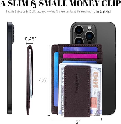 Toughergun Slim Wallet for Men RFID Blocking Money Clip, Minimalist Front Pocket Credit Card Holder, Magnetic Thin Mens Wallets with ID Window