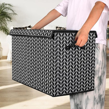 Mayniu Large Toy Box Chest with Lid, Kids Toy Storage Organizer Bins Basket for Living Room, Nursery, Closet, Bedroom, Playroom 25"x13" x16" (Black)