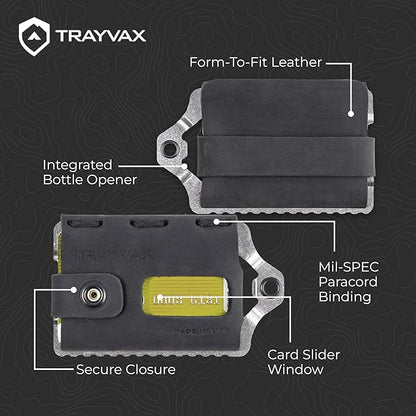 Trayvax Element Wallet, RFID Front Pocket Credit Card Holder with Money Clip, Minimalist Slim Leather Metal Wallet for Men and Women