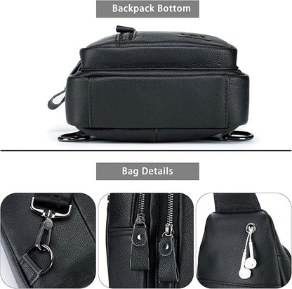LUKZIJAES Genuine Leather Sling Bag for Men