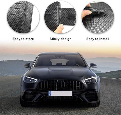 Dickno 2PCS Small Leather Car Sun Visor Organizer, Multifunctional Auto Visor Document Holder with Sunglasses Clip, Universal Car Interior Organizer for Driving License, Card, Pen (Carbon Fiber Black)