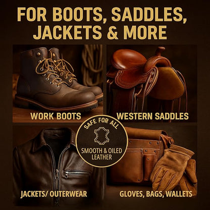 Eagle Heavy-Duty Leather Restorer & Preservative Balm – Neatsfoot Oil & Beeswax Treatment for Dry, Cracked, Oiled & Faded Leather – Revives Boots, Saddles, Furniture, Jackets & Tack (4oz)