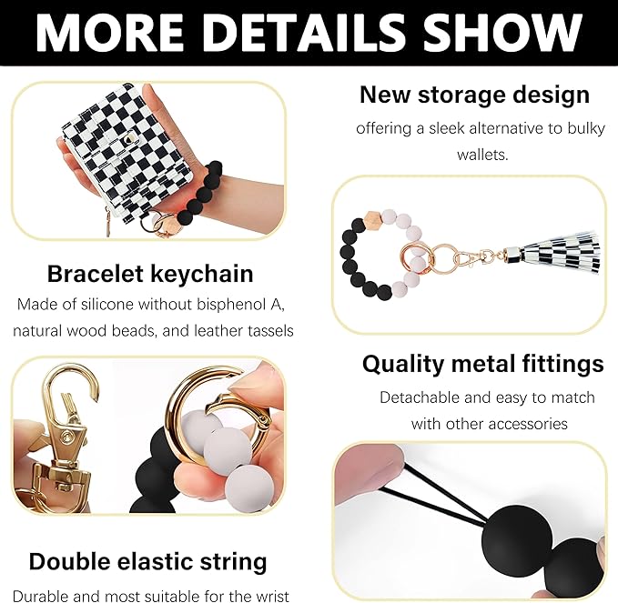 KNGITRYI Wallet Keychain Wristlet for Women,Slim RFID Credit Card Holder Purse Tassel Keychain Bangle Key Ring for Men Women