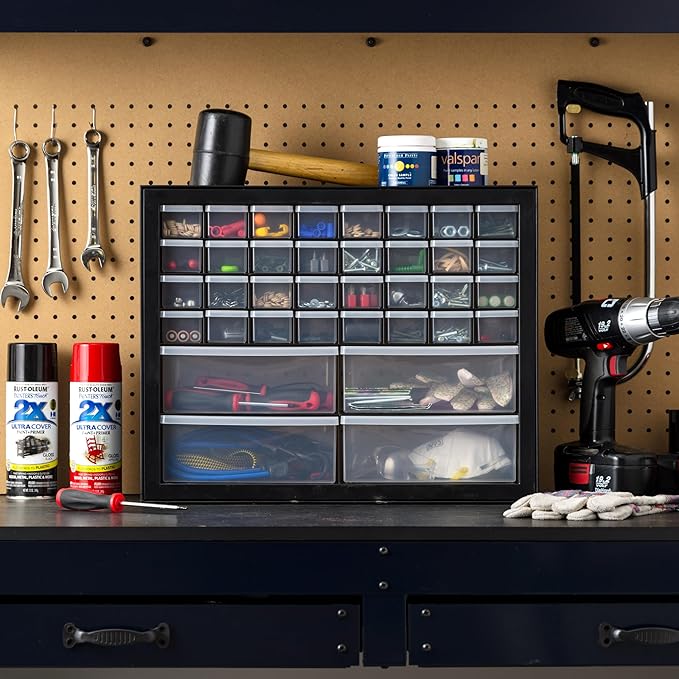 IRIS USA Small Parts Storage Cabinet, Made in USA, 36-Drawer Organizer for Hardware, Electronics, Screws, Nuts & Bolts, Beads, Craft Supplies, Teacher Toolbox, Garage & Workshop Storage – Black