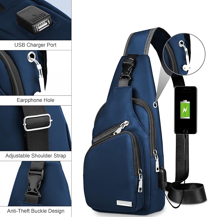 Waterproof Sling Bag Crossbody Backpack for Men Women Sling Backpack Hiking Daypack Multipurpose Cross Body Chest Bag