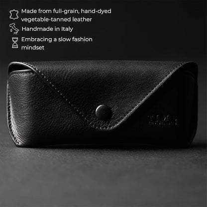 Time Resistance Leather Glasses Case - Hard Shell Leather Eyewear Holder – Sunglasses Case Handmade in Italy