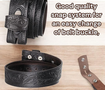 F&L CLASSIC Western Belt without buckle for men – Full Grain Leather Cowboy Belts for jeans - One Piece Leather strap belt