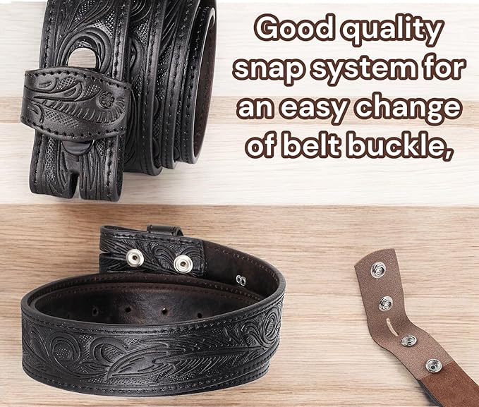 F&L CLASSIC Western Belt without buckle for men – Full Grain Leather Cowboy Belts for jeans - One Piece Leather strap belt