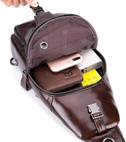 Cross body Bags for Men Leather Sling Bag Casual Daypacks Chest Bags Shoulder Bag Travel Hiking Backpacks