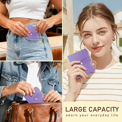 Jogjam Purple Rfid Ladies Wallet, Small Slim Thin Compact Credit Card Women Wallet, PU Leather Bifold Cash Zipper Coin Pocket ID Window for Female