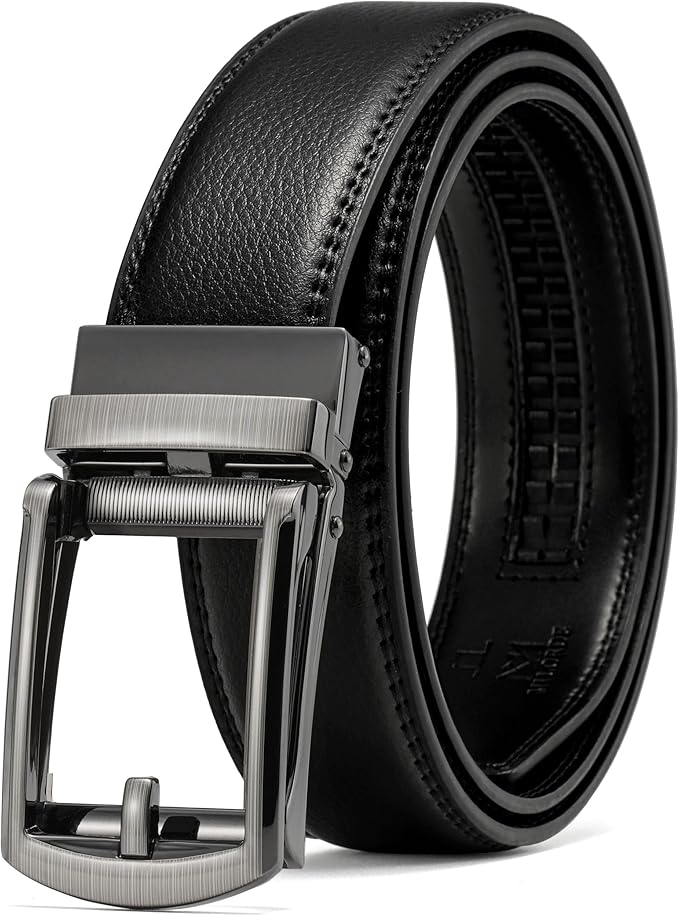 MILORDE Men's Leather Ratchet Belt - 35mm - Customizable Fit