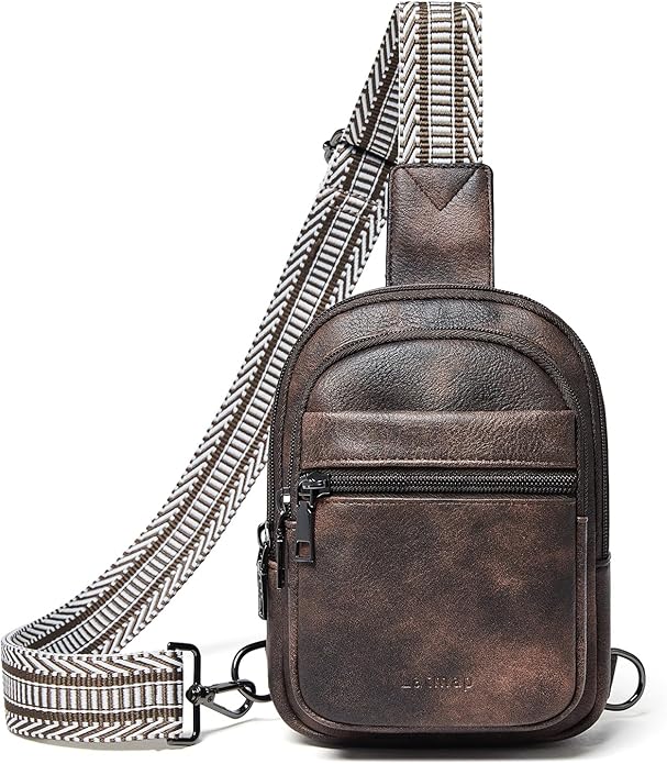 LATMAP Sling Bag For Women Faux Leather Small Casual Daypack Backpack Fanny Pack Crossbody Chest Bags Purse