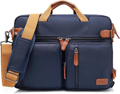 CoolBELL Convertible Backpack Messenger Shoulder Bag Laptop Case Handbag Business Briefcase Multi-Functional Travel Rucksack Fits 15.6 Inch Laptop for Men/Women (Blue)