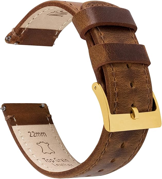 BARTON WATCH BANDS - Top Grain Leather Watch Bands Compatible with Apple Watch Models - 1, 2, 3, 4, 5, 6, 7, 8, 9, 10, SE, Ultra & Ultra 2
