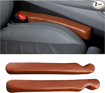 Mandark Car Seat Gap Filler, 2PCS Leather Vehicle Gap Stopper to Fill Between Seat and Console, Automotive Crevice Plug Blocker Accessories from Dropping, Universal for SUV, Sedan, Truck (Orange)